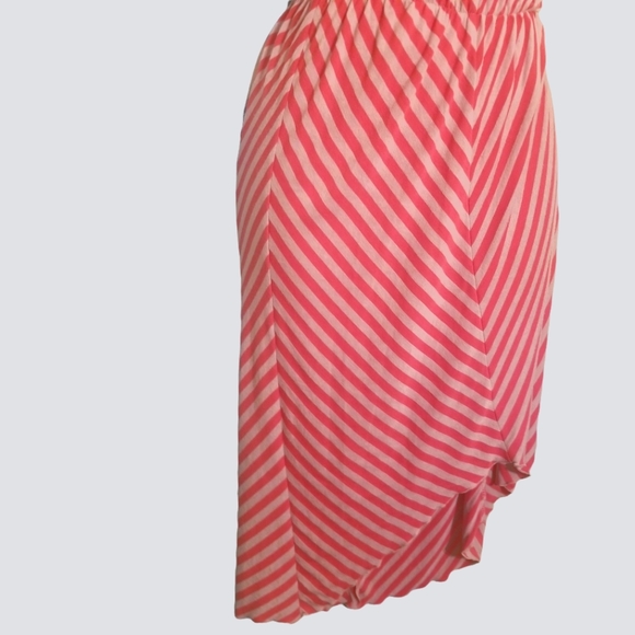 Charlotte Russe Red & White Striped Patterned High Low Dress Size Small - Picture 5 of 10